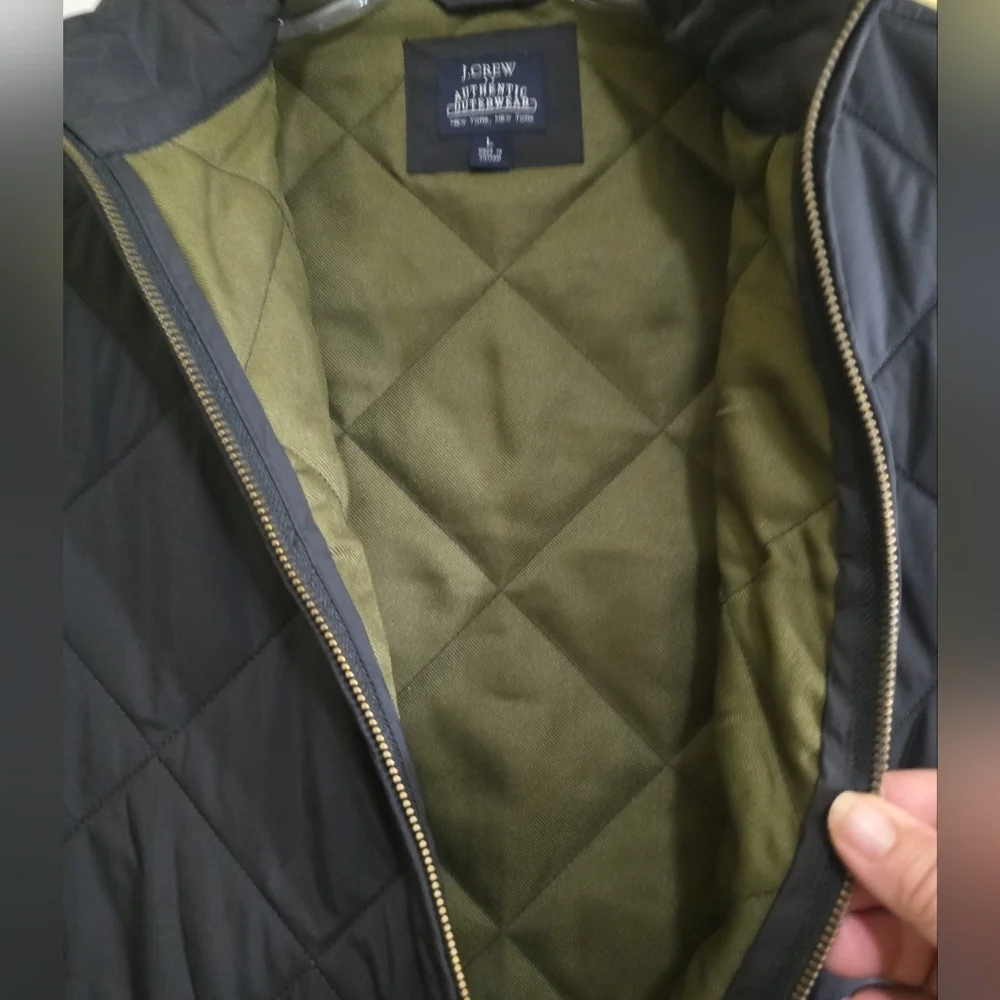 J. Crew Walker Quilted Navy Vest Men's Large Front Zip Pockets Adjustable Back